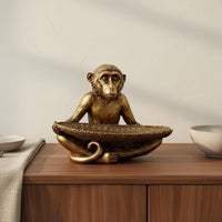 Gold Monkey Ornament Tray Tabletop Decoration Monkey Jewelry Tray