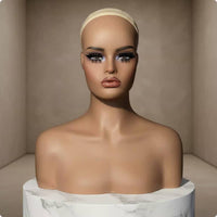 Hairpiece Display Head Natural Skin Tone Female Bust Mannequin for Photo