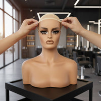 Hairpiece Mannequin Head Gradient Finish Bust Mannequin Head Human-Like Face Display hairpiece display stand