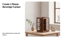 Desktop Display Shelf Rotating Storage Rack Walnut Wood Vertical Space Saving