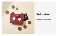PU Leather Cat Coin Purse Compact Size Kitty Card Wallet Portable for Women, Students, Daily Use, Shopping, Handbag Organization