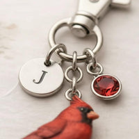 Red Bird Figure Keychain Sentimental Gift Birthstone Keychain Personal Accessory for Women, Loved Ones
