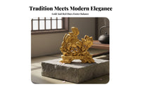 Sand Gold Finish Chinese Good Luck Figurine Symbol of Abundance Chinese Good Luck Statue Auspicious for Housewarming, Desktop, Entryway