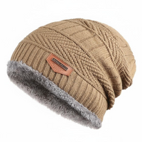 Men's Thick Knit Cuffed Winter Beanie, Black