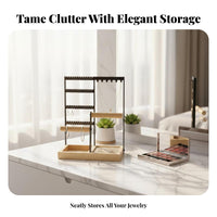 4-Tier Jewelry Stand Detachable Design Countertop Jewelry Stand Earring and Necklace Holder Space Saving Necklace Bracelet