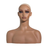 Mannequin Head with Shoulders Smooth Jewelry Display Bust Waxy Hairpiece Display Head for Jewelers