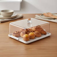 Rectangular Cake Cover Particle-Resistant Buffet Display Cover Rectangular Lidded Cake Tray Long-Lasting Transparent Food