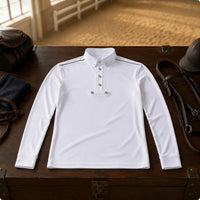 Equestrian Polo Shirt Shoulder Piping Sports Clothing Stretchy for Men