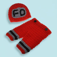 Newborn Firefighter Photo Prop Set Soft Yarn Crochet Firefighter Costume Adorable Design Infant Fireman Uniform Set for Newborns, Milestone Photos