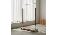 Movable Mobile Garment Rack with Shoe Shelf Vintage Design Rolling Clothes Rack with Shelf Heavy Duty Wood and Metal Clothing Display Stand for Boutique, Live Broadcasting Room, Bedroom