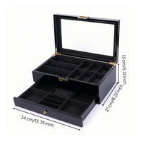 Multi-Compartment Jewelry Box with Mirror Velvet Double-Layer Jewelry Box Space-Saving Dust-Resistant for Women, Collectors, Dresser, Vanity, Bedroom