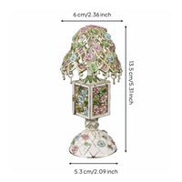 Enamel Flower Lamp Box Rhinestone Accents Decorative Lamp Trinket Box Desktop Decoration Home Decor for Desk, Dressing Table
