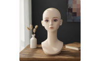 Mannequin Head with Shoulders Stable Manikin Head with Shoulders Life-Size Hairpiece Display Bust for Cosplayers, Salons