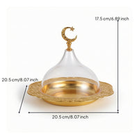 Dessert Display with Glass Cover Embossed Tray with Dome Elegant for Tea Time