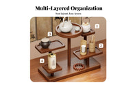 Oriental Design Solid Wood Bracelet Holder Stable Base Wooden Multi-Tier Display Stand Artisanal Look for Collectors, Study