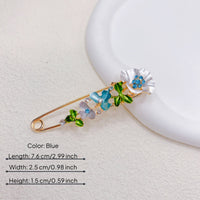Floral Safety Pin Brooch Elegant Rhinestone Flower Brooch for Women