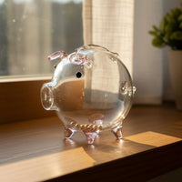 Clear Glass Piggy Bank Small Size Glass Piggy Bank Mini Pig Coin Box Sleek Feel Transparent Piglet Figurine for Nursery