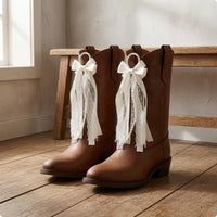 Decorative Boot Ornament Pearl Bead Strands Ribbon Boot Ornament Layered