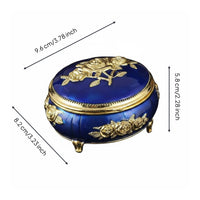 Vintage Metal Jewelry Box Giftable Round Metal Jewelry Box for Dressing Table