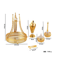 5 Pieces Arabian Incense Burner Scent Dish Collection Set Rhinestone Detail Gold Scent Dish Collection Set Ramadan Home Decoration Ornament for Living Room