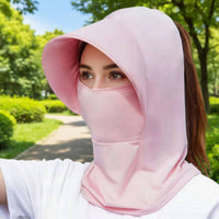 Ice Silk Sun Protection Cap Ponytail Opening Sun Protection Hood Mask for Hiking