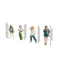 4 Pieces Miniature Figure Painted Scale Model Figure Toy Detailed Fully Assembled for Collectors, Dioramas, Street Layouts