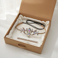 Belly Dance Headpiece Iridescent Rhinestones Belly Dance Head Chain Headdress Glittering Costume Jewelry Elastic Band