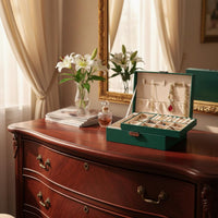 Jewelry Box Secure Metal Clasp Jewelry Storage Case Large Capacity Accessory Box Soft Luxurious Textile Lining for Dresser Top