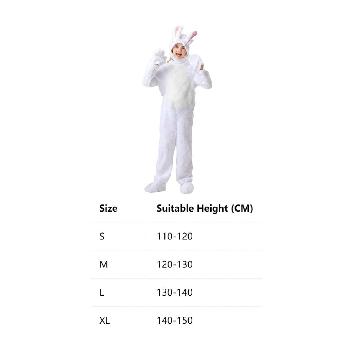 Soft Hare Jumpsuit Hooded Design Kids Hare Costume 4-Piece Set Full Body Bunny Costume for Party