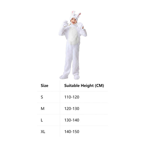 Soft Hare Jumpsuit Hooded Design Kids Hare Costume 4-Piece Set Full Body Bunny Costume for Party