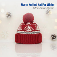 Winter Christmas Tassel Knitted Hat, Fair Isle knit cap, Windproof Pullover Cap, Unisex Festive Headwear
