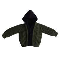 Cropped Doll Cardigan Zip-Front Hooded Doll Jacket