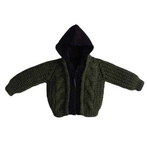 Cropped Doll Cardigan Zip-Front Hooded Doll Jacket