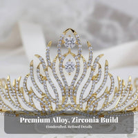 Bridal Crown Regal Design Bridal Feather Tiara Crystal Princess Crown High Glow Crystal Wedding Headpiece Sparkling