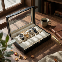 12-Slot Watch Organizer Padded Compartments Watch Display Box