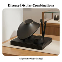 Jewelry Display Set Protects from Scratches PU Leather Jewelry Stand Band and Earring Holder Set Sturdy Construction
