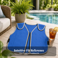 Front-Zipper Cooling Vest Front Opening Blue Sleeveless Cooling Vest