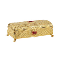Jewelry Box with Hinged Lid Embossed Jewelry Box with Feet Rectangular for Desk