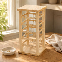Necklace Display Stand Natural Wood Finish Accessory Storage Stable Base