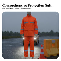 Long-Lasting Reflective Rain Suit Heavy Duty High Visibility Work Suit Adjustable Hood for Road Workers, Women, Rainy Days, Farming