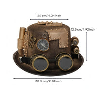 Steampunk Hat Rounded Crown Goggles Hat Riveted Design