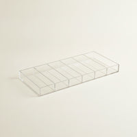 Acrylic Cosmetic Storage Box Slimline Makeup Brush Tray 6-Compartment