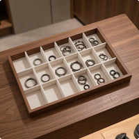Rectangular Jewelry Display Tray Shallow Walnut Jewelry Tray Elegant Design