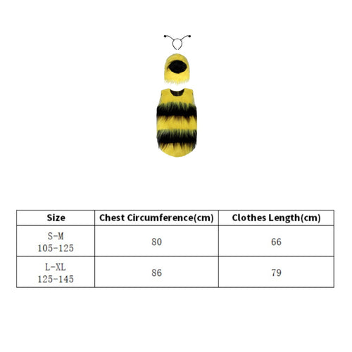 Kids Bee Costume Hooded Design Fuzzy Bee Vest Furry Texture for School Plays