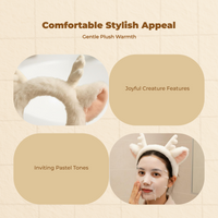 Face Cover Headband, Plush Deer Antlers, Makeup Routine