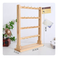 Solid Wood Wooden Jewelry Display Rack Tangle-Tangle-Resistant Design Keychain and Bracelet Stand Sturdy Base for Women, Dressing Table