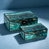 2 Pieces Jewelry Box with Hinged Lid Tabletop Storage Decorative for Gift