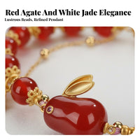 Red Agate Rabbit Bracelet Adjustable Size Double Layer Jade Bunny Bracelet