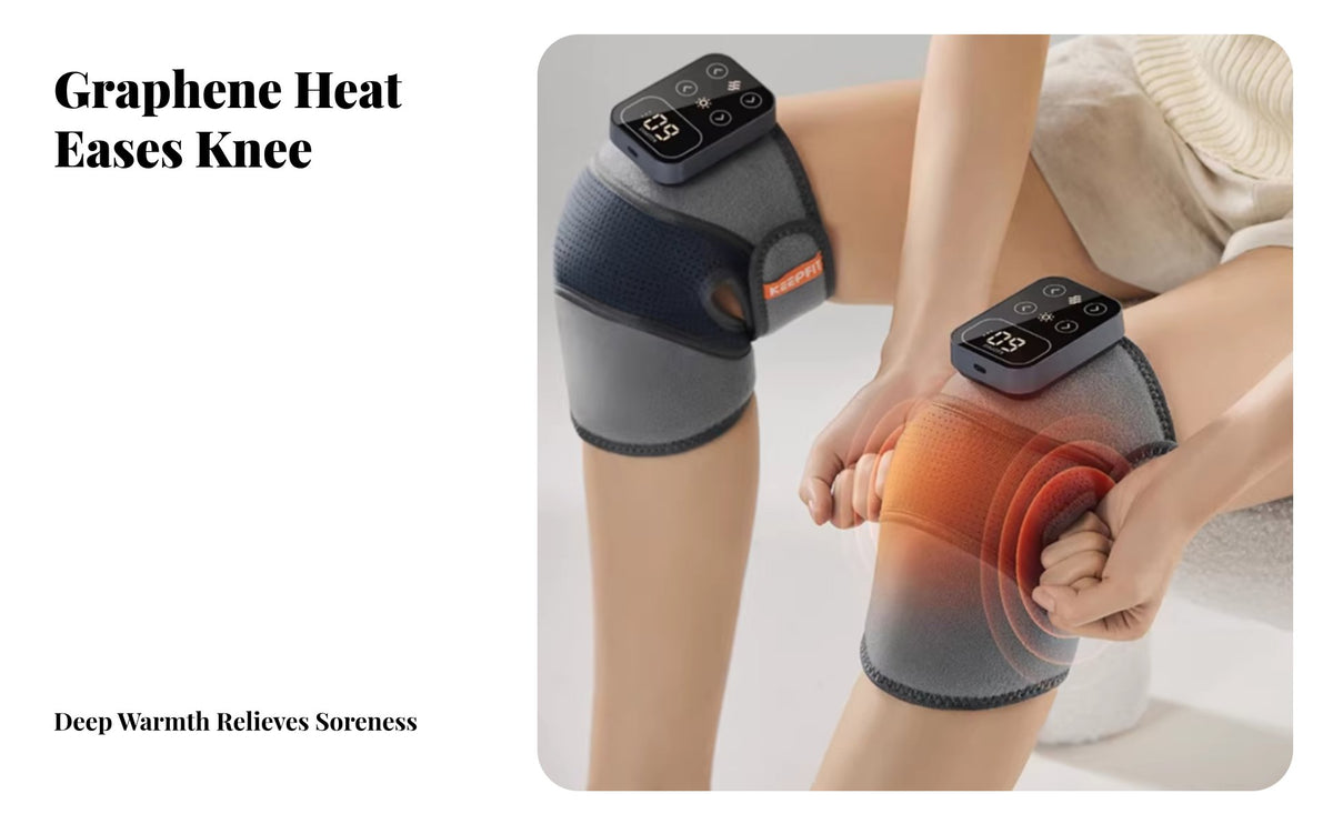 2 Pieces Heating Function Electric Knee Massager Infrared Heat Heated Vibrating Joint Wrap Adjustable Intensity Personal Care Appliance Cordless & Portable for Athletes, Relaxation
