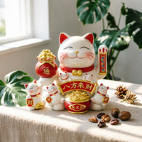 Gift-Box Fortune Cat Figurine Glossy Fortune Cat Figurine Luck and Wealth Charm